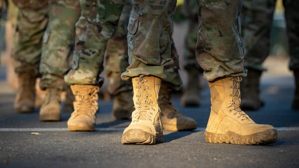 A close up on soldier boots